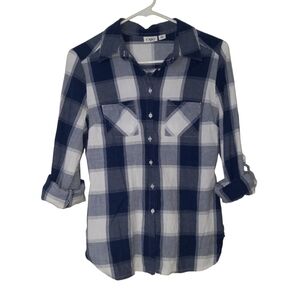 Cato Navy and White Checkered Blouse